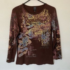 Suzie in the city y2k brown shirt